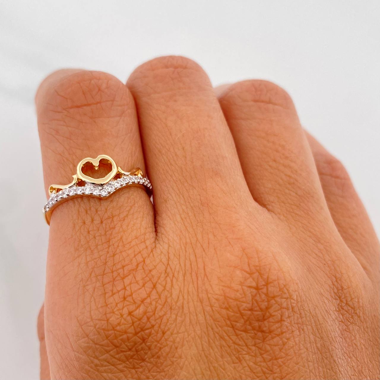 Heart Silhouette Ring 2.15g / T7 1/4 Two-Tone Yellow White Gold 18K