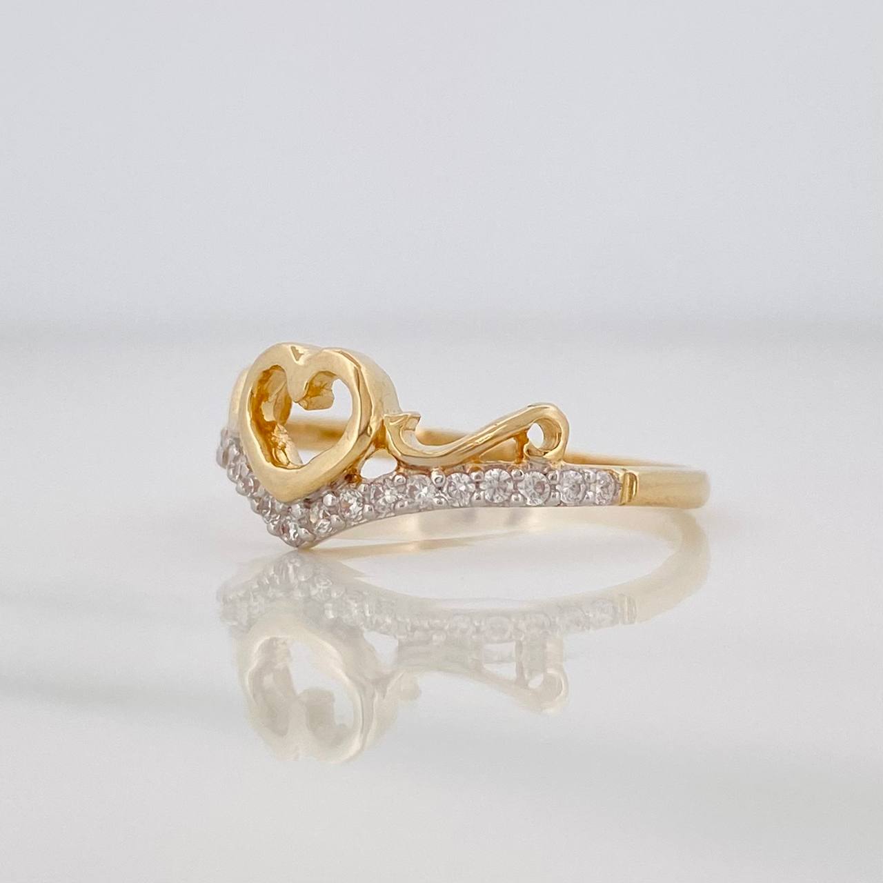 Heart Silhouette Ring 2.15g / T7 1/4 Two-Tone Yellow White Gold 18K