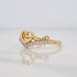 Heart Silhouette Ring 2.15g / T7 1/4 Two-Tone Yellow White Gold 18K