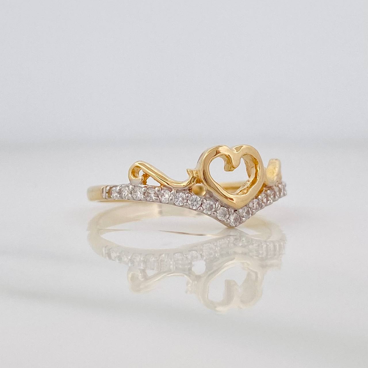 Heart Silhouette Ring 2.15g / T7 1/4 Two-Tone Yellow White Gold 18K