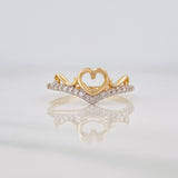 Heart Silhouette Ring 2.15g / T7 1/4 Two-Tone Yellow White Gold 18K