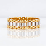 Anillo Correa 5.45g / T11 3/4 Dos Oros Amarillo Blanco 18K