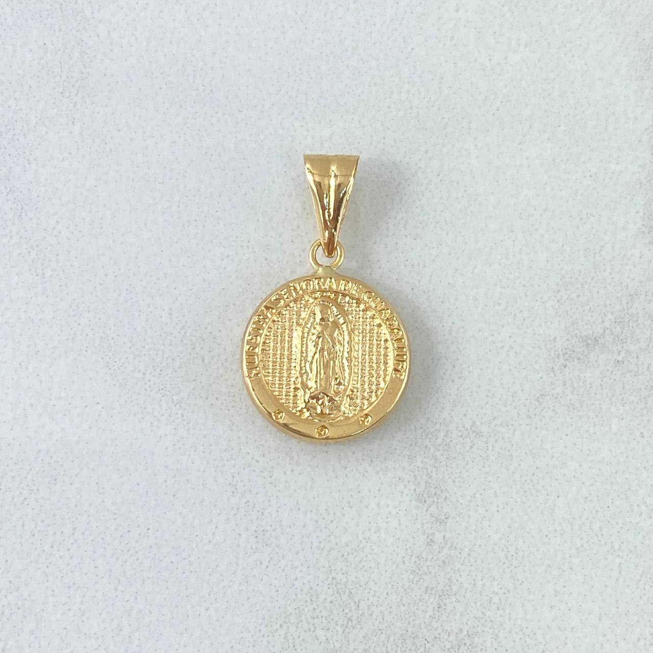 Dije Virgen Guadalupe 0.9gr / 2cm / Lisa - Circulo Texturizado Oro Amarillo 18K