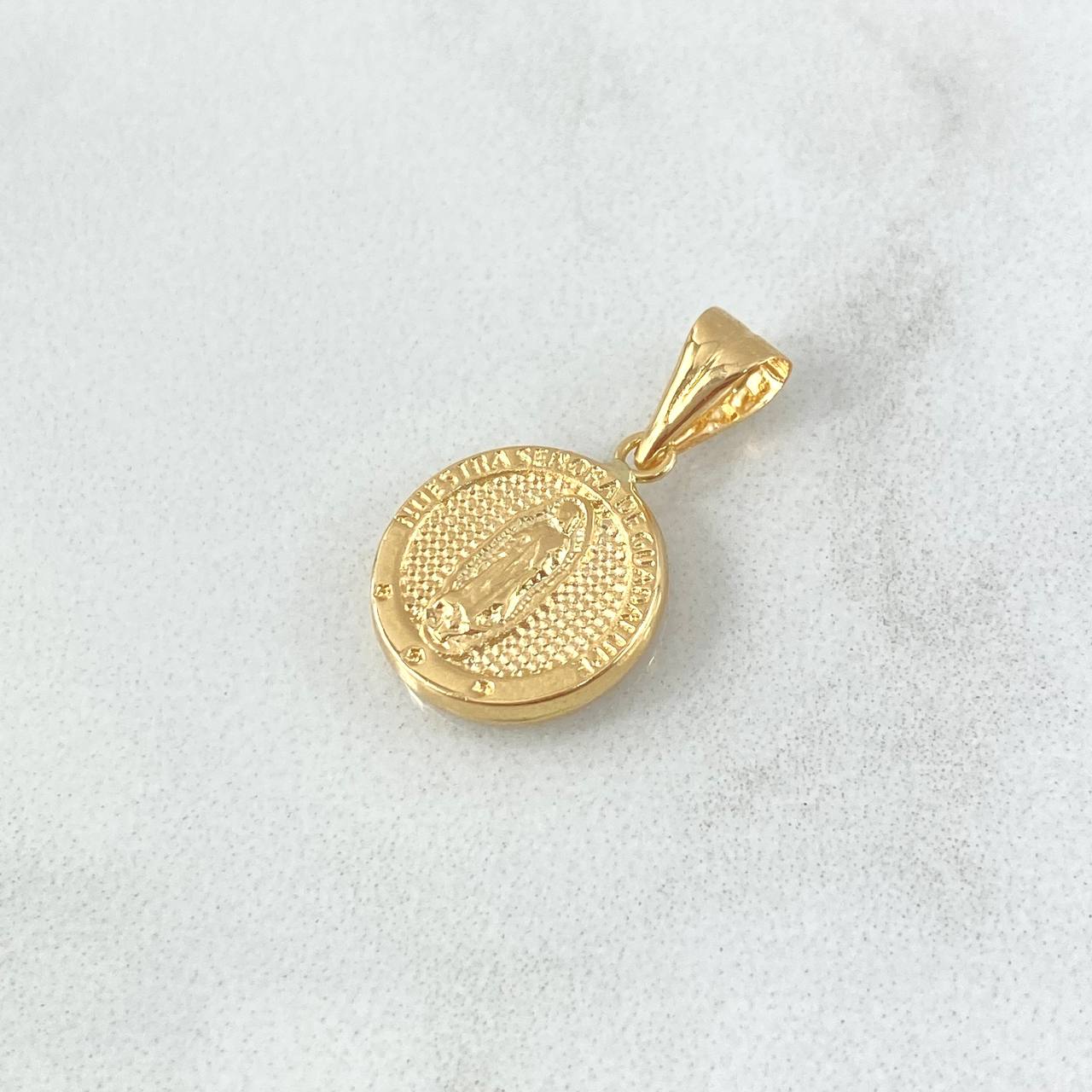 Dije Virgen Guadalupe 0.9gr / 2cm / Lisa - Circulo Texturizado Oro Amarillo 18K