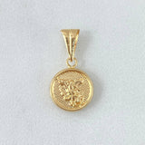 Pendant San Miguel Archangel 0.65gr / 1.8cm / Textured Stamped Smooth Edge 18K Yellow Gold