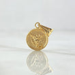 Pendant San Miguel Archangel 0.65gr / 1.8cm / Textured Stamped Smooth Edge 18K Yellow Gold