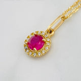 Set Cadena Singapur + Dije Halo / 2.3g / 17 3/4 in Oro Amarillo 18K