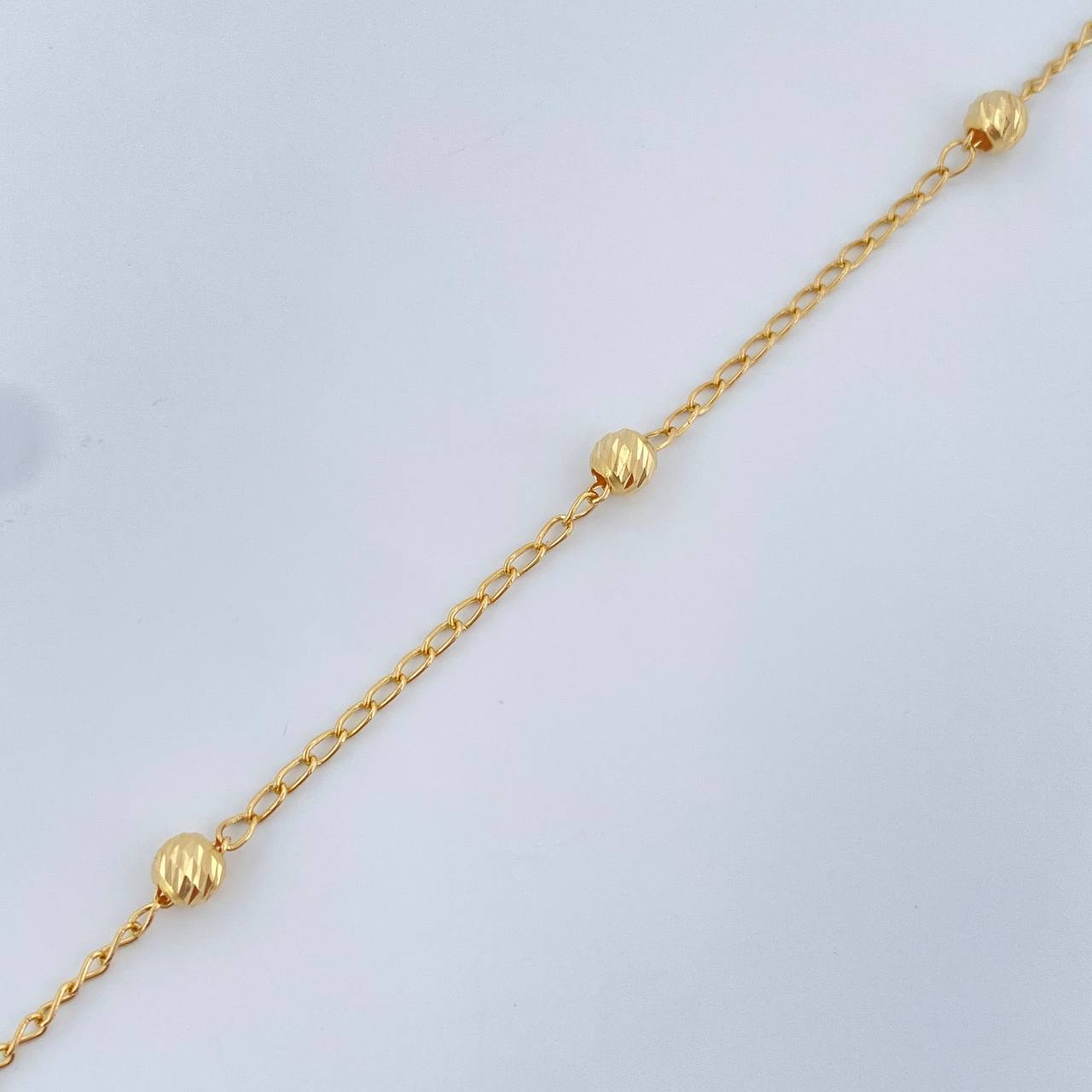Tobillera Espiga Tipo Militar 2gr / 9 3/4 in / Oro Amarillo 18K &