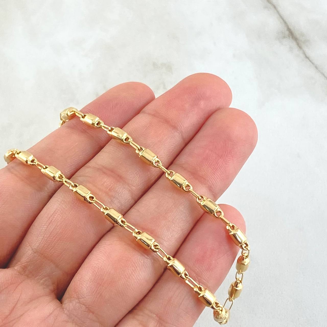Rustic Barrel Chain 9.2gr / 25.6in / 18K Gold