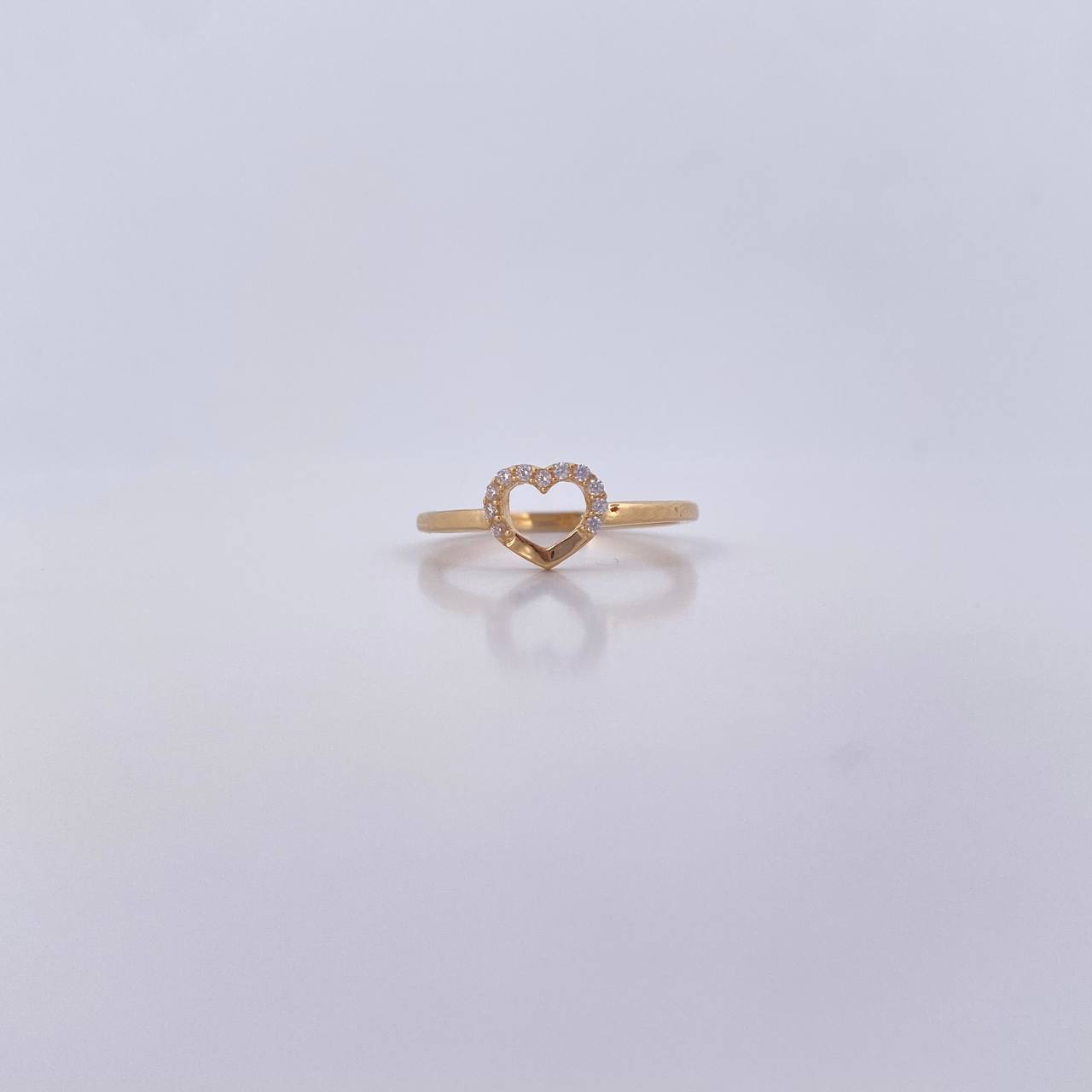 Heart Silhouette Ring 1.6gr / T5 1/4 / White Zircons 18K Yellow Gold &