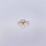 Heart Silhouette Ring 1.6gr / T5 1/4 / White Zircons 18K Yellow Gold &