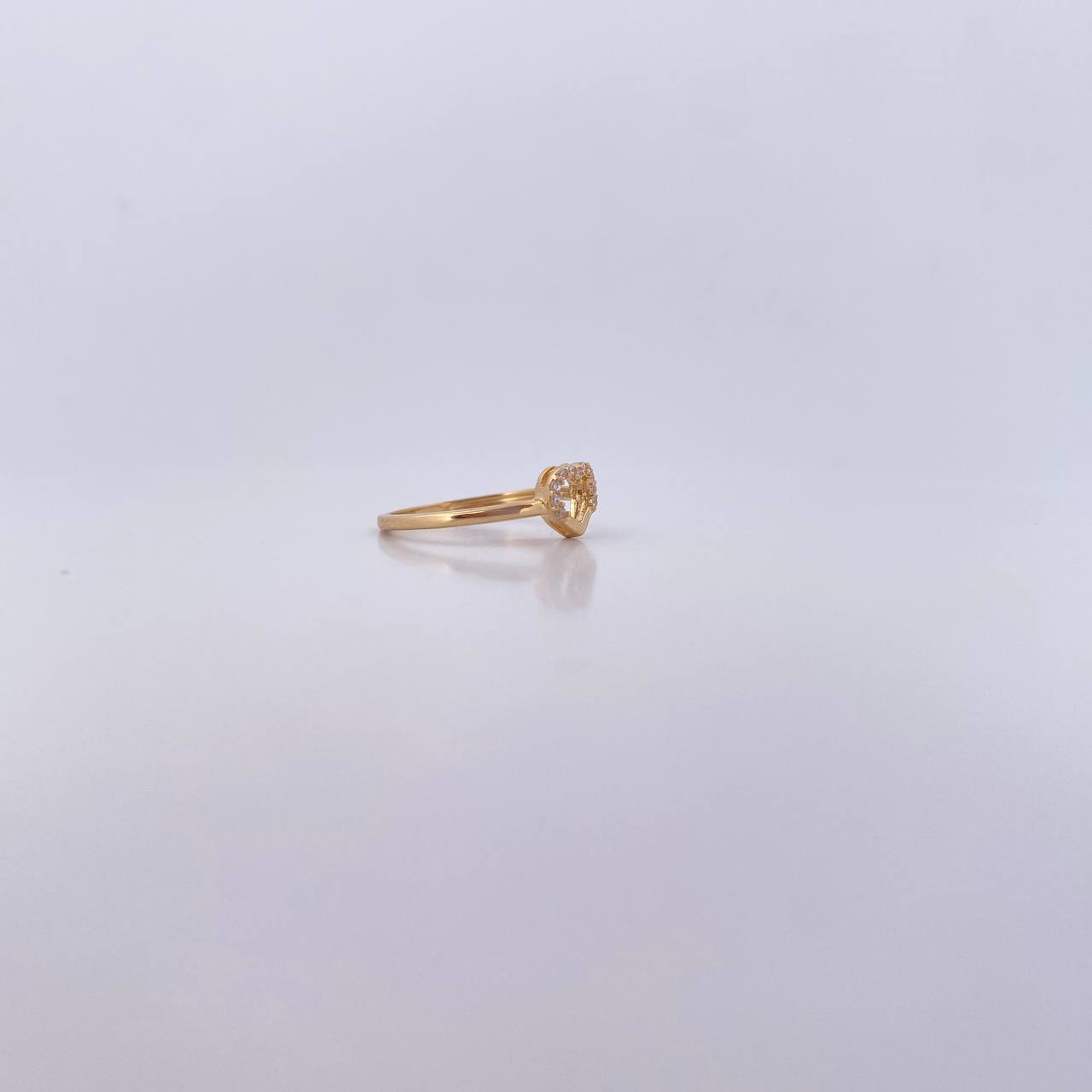 Heart Silhouette Ring 1.6gr / T5 1/4 / White Zircons 18K Yellow Gold &