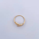 Anillo Hojas Doble 1.45gr / T7 1/4 / Circones Blancos Oro Amarillo 18K &
