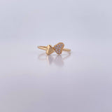 Double Heart Ring 1.1gr / T4 1/2 / White Zircons 18K Yellow Gold &