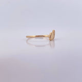 Double Heart Ring 1.1gr / T4 1/2 / White Zircons 18K Yellow Gold &