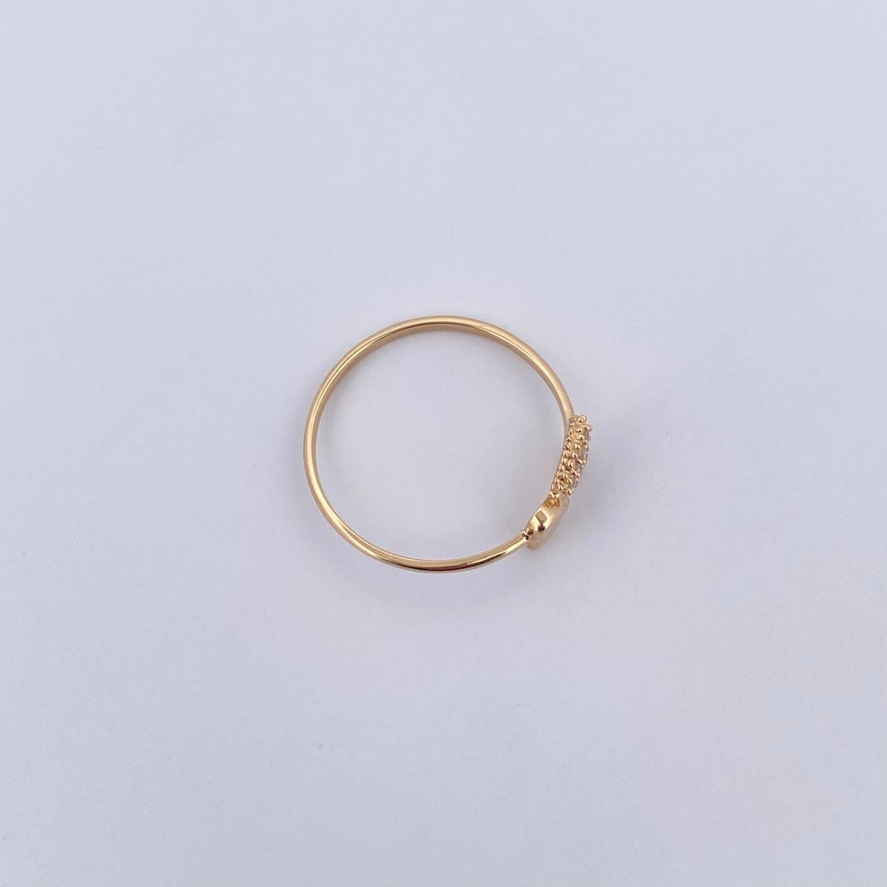 Double Heart Ring 1.1gr / T4 1/2 / White Zircons 18K Yellow Gold &