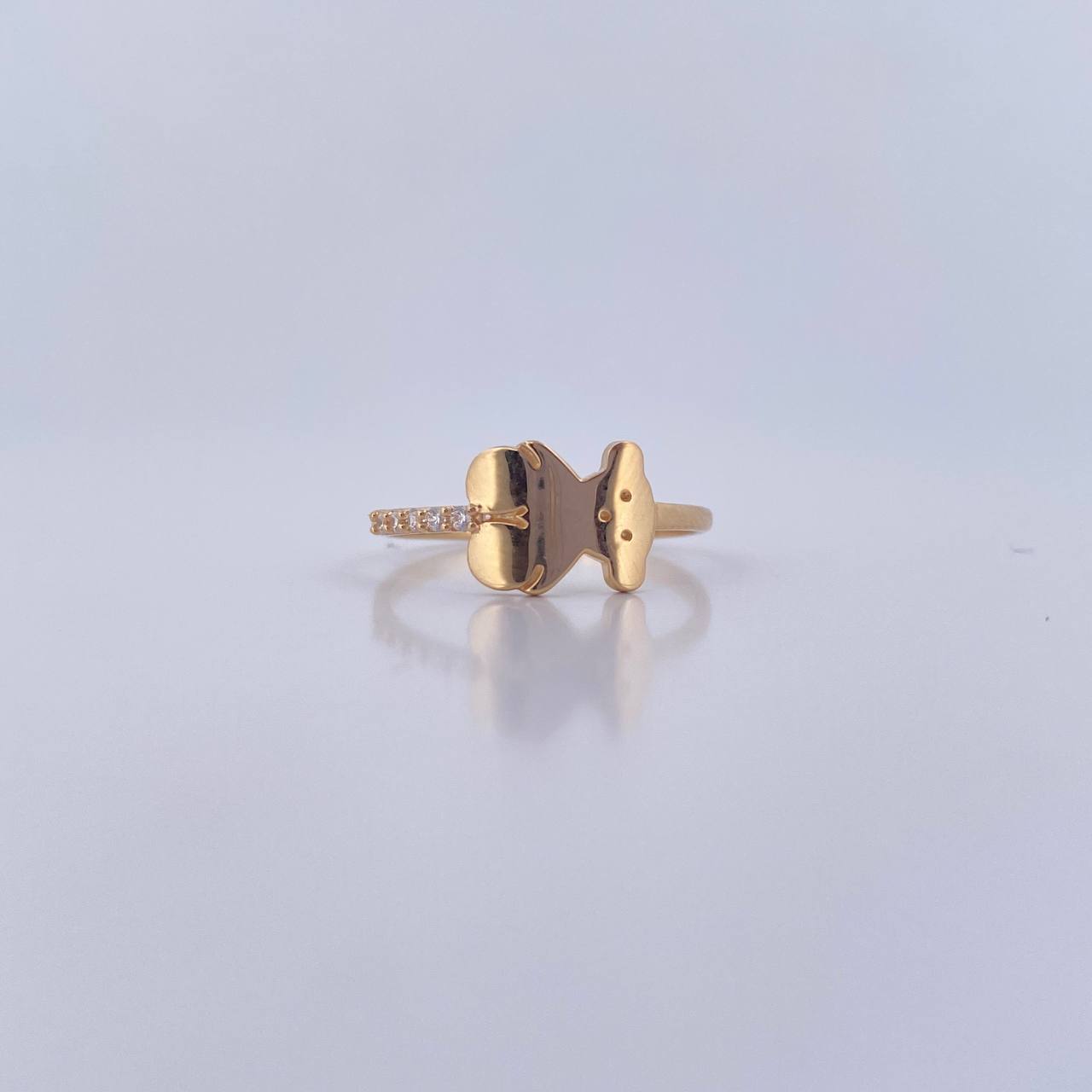 Anillo Oso Ts 1.4gr / T6 1/2 / Circones Blancos Oro Amarillo 18K &