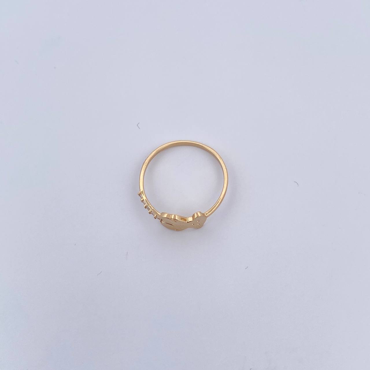 Anillo Oso Ts 1.4gr / T6 1/2 / Circones Blancos Oro Amarillo 18K &