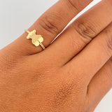 Anillo Oso Ts 1.4gr / T6 1/2 / Circones Blancos Oro Amarillo 18K &
