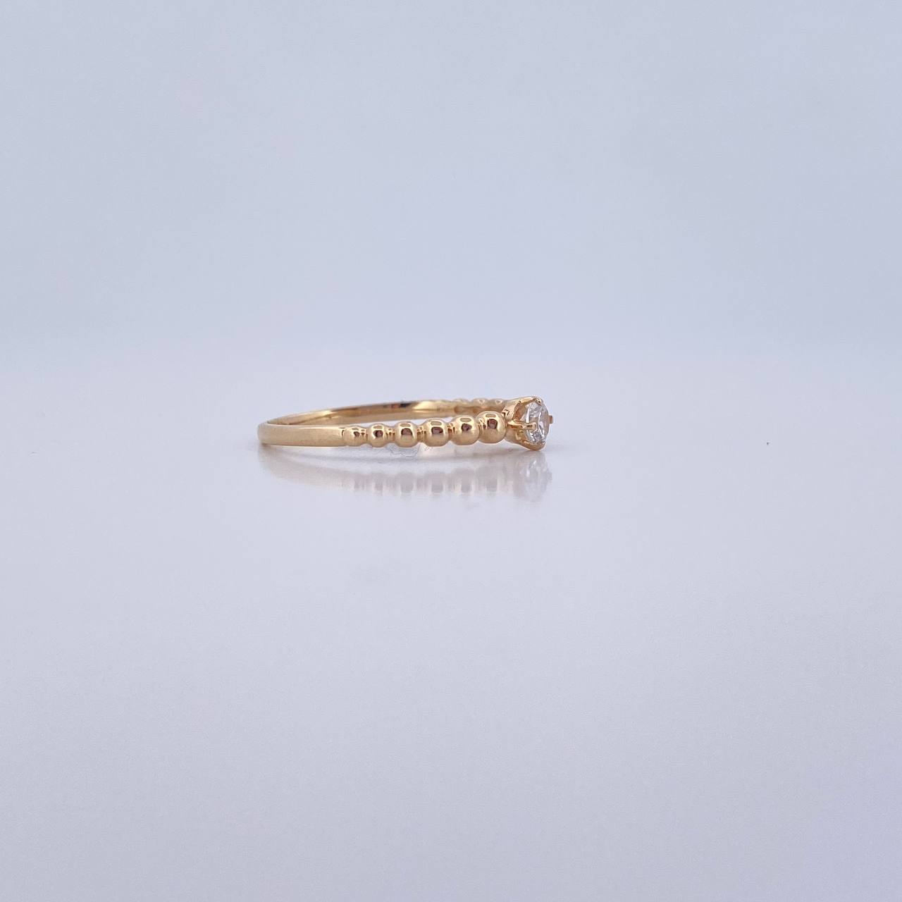 Anillo Solitario 1.2gr / T4 3/4 / Circon Blanco Oro Amarillo 18K &