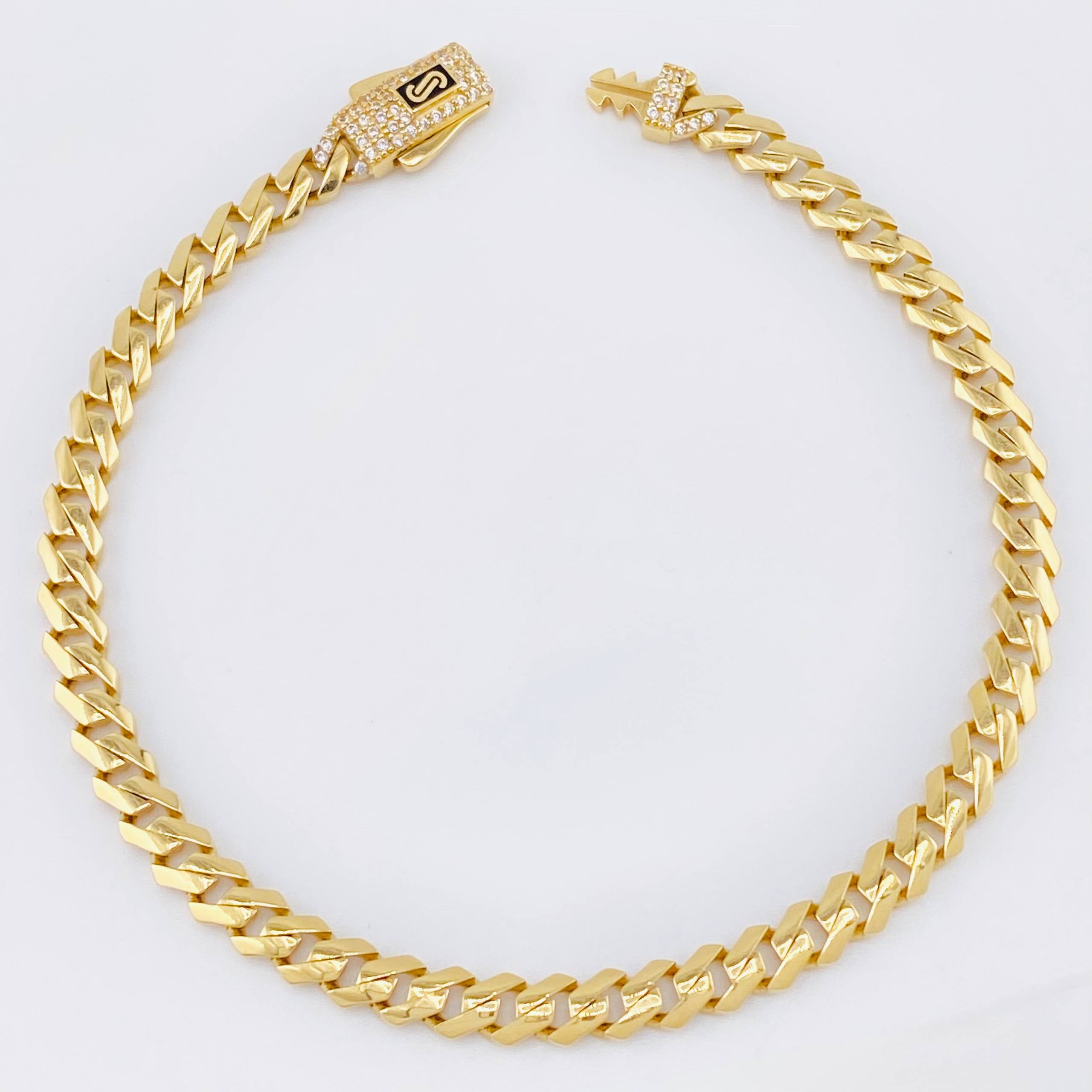 Pulso Cubano Monaco 7.85gr / 8 1/4 in / 4.8mm Oro Amarillo +4 18K