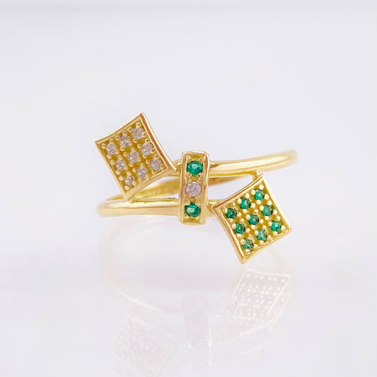 Two-Dimensional Cubes Ring 1.85gr / T6 / 18K Yellow Gold