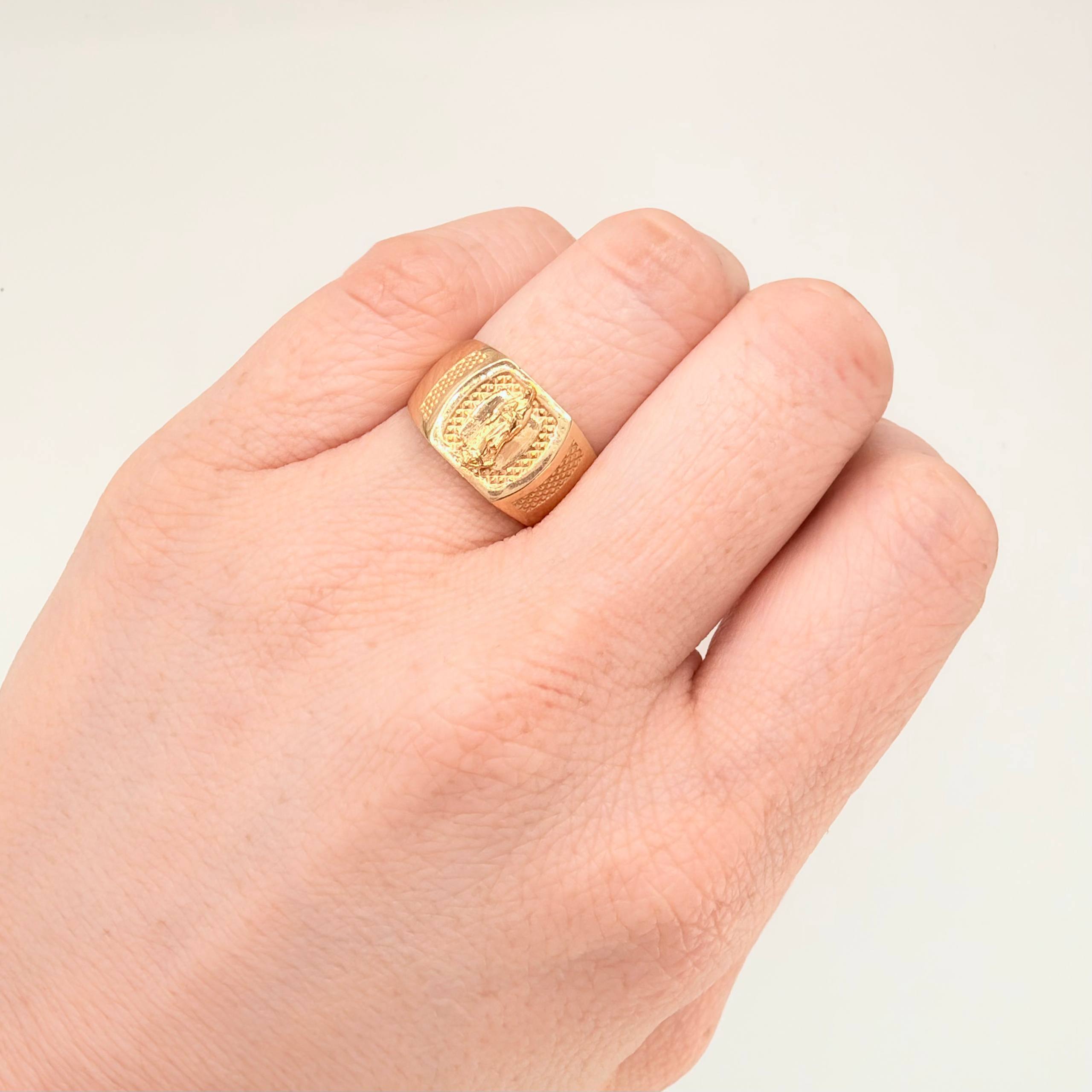 Anillo Sello Virgen Guadalupe 2.85gr / T6 1/2 / Oro Amarillo 18K