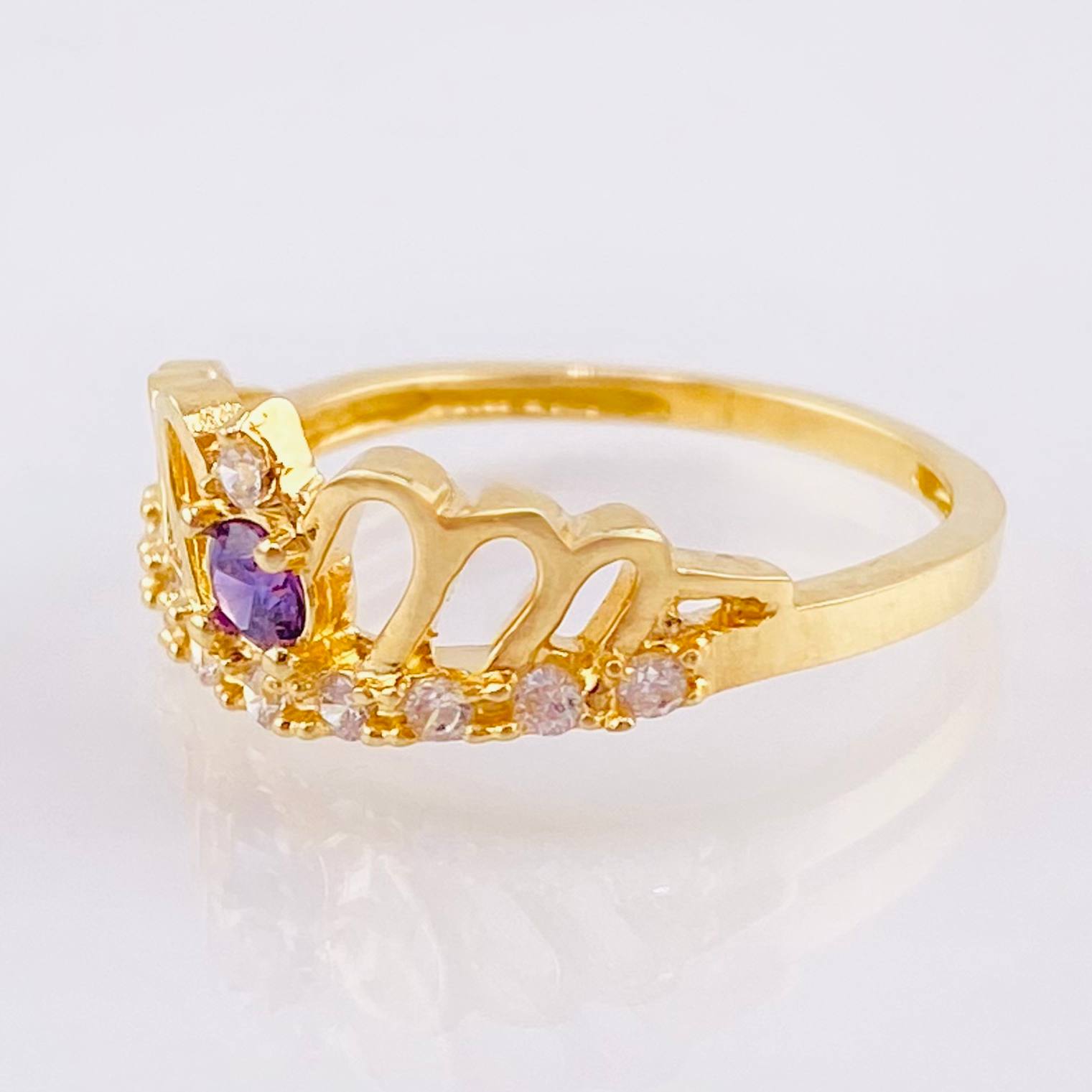 Anillo Corona Pavo Real 2.3gr / T6 / Oro Amarillo 18K ©