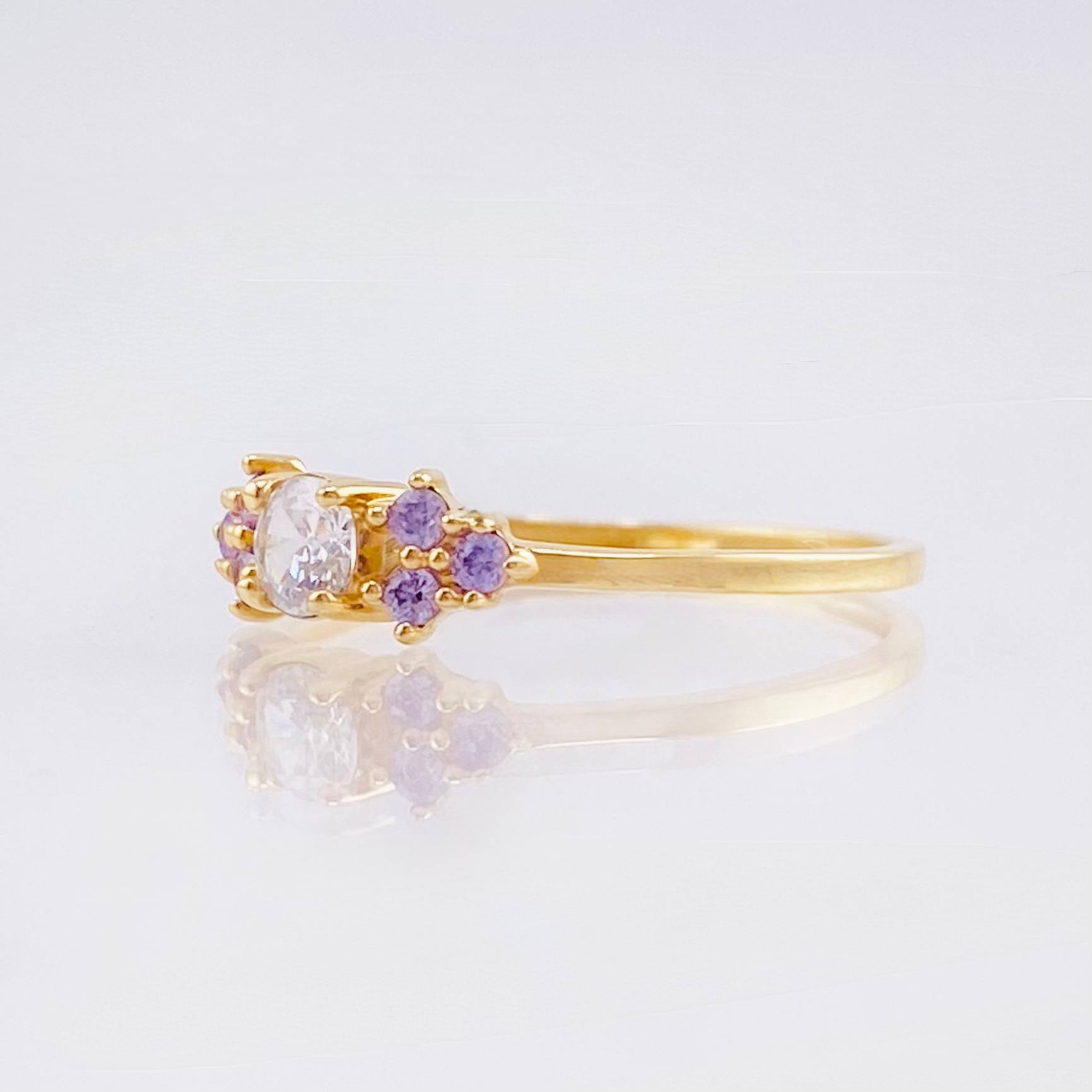 Anillo Solitario Trío Chispa 1.05gr / T6 1/4 / Oro Amarillo 18K ©