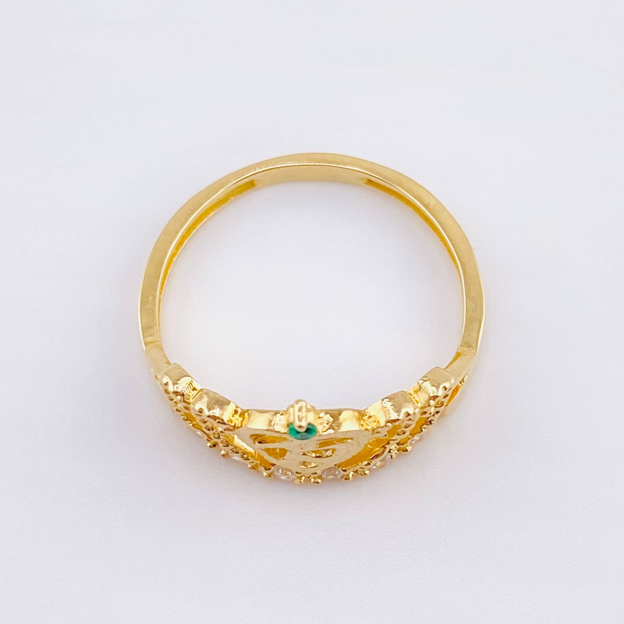 Anillo Corona Quinces Corazón 2.5gr / T7 / Oro Amarillo 18K *