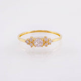 Anillo Solitario Trío Chispas 1.15gr / T6 3/4 / Oro Amarillo 18K *