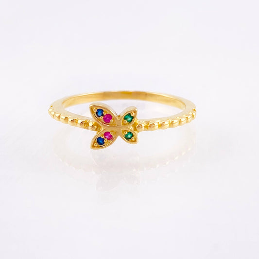 Butterfly Bubbles Ring 2.15gr / T7 1/4 / 18K Yellow Gold *