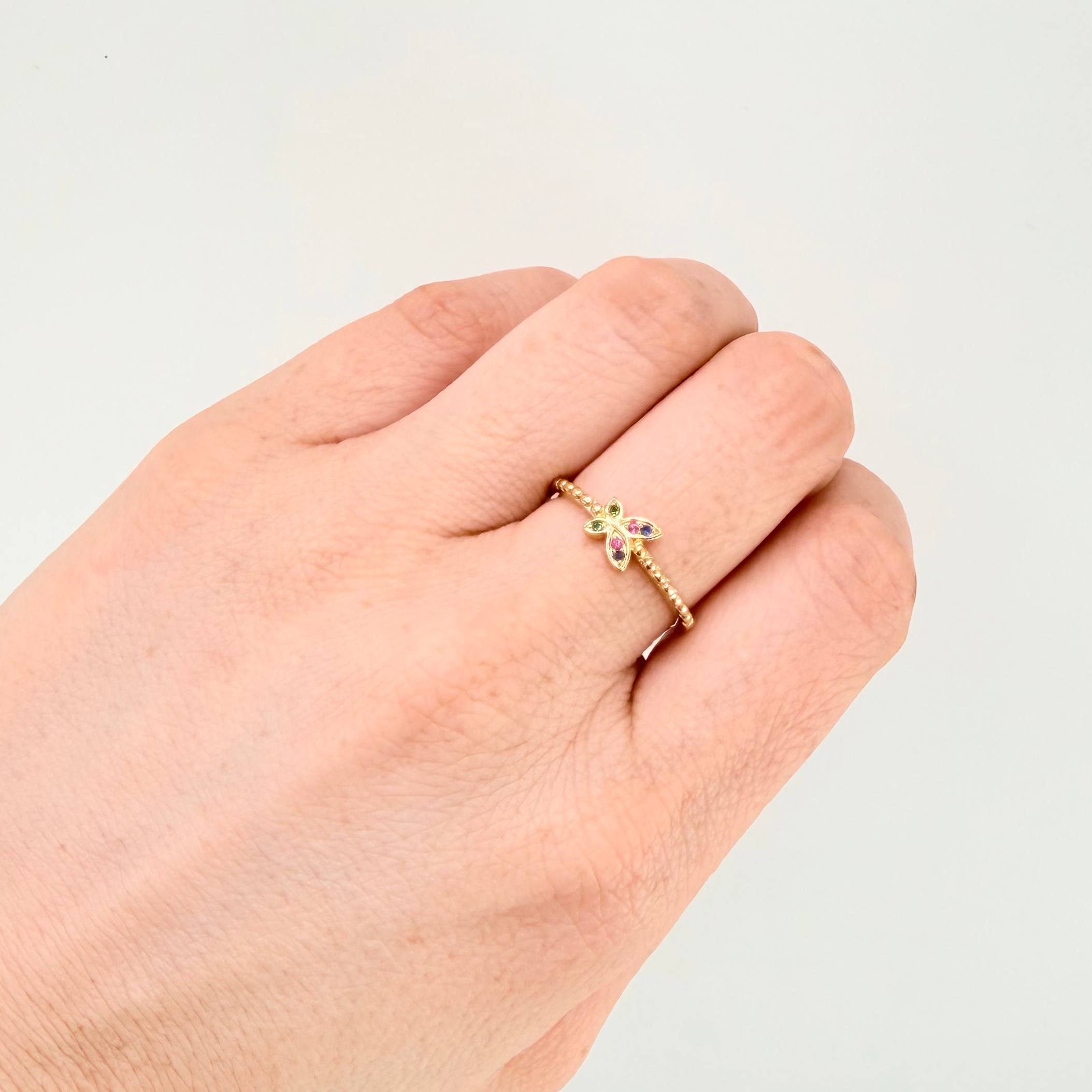 Anillo Mariposa Burbujas 2.15gr / T7 1/4 / Oro Amarillo 18K *
