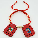 Pulsera Roja Escapulario Cilindro Lunar Diamantados 11und 1.55gr / 3mm-4mm Oro Amarillo 18K *