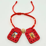 Red Bracelet Scapular Virgin Diamond Cut Beads 4pcs 0.9gr / 4mm 18K Yellow Gold *