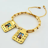 Pulsera Dorada Escapulario Cilindros Diamantados 11und 2gr / 3mm-4mm Oro Amarillo 18K *