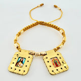 Pulsera Dorada Escapulario Cilindros Diamantados 11und 2.9gr / 3mm-5mm Oro Amarillo 18K *