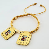 Pulsera Dorada Escapulario Cilindros Diamantados 11und 2.9gr / 3mm-5mm Oro Amarillo 18K *