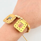 Pulsera Dorada Escapulario Cilindros Diamantados 11und 2.9gr / 3mm-5mm Oro Amarillo 18K *