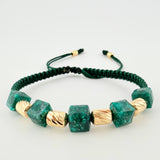 Green Bracelet Cubic Emerald Diamond Cut Cylinders 6pcs 1.4gr / 3mm-5mm 18K Yellow Gold ©