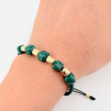 Green Bracelet Cubic Emerald Diamond Cut Cylinders 6pcs 1.4gr / 3mm-5mm 18K Yellow Gold ©