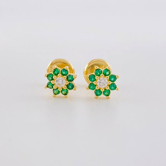 Stud Earrings Flower Eight Petals 0.85g / in / 6.3mm Yellow Gold 18K