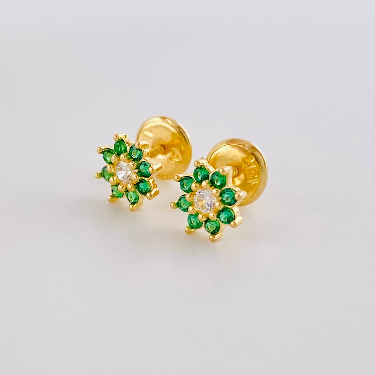 Topos Flor Ocho Petalos 0.85g / in / 6.3mm Oro Amarillo 18K