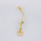Piercing Mariposa Silueta Colgante 0.75g / 1 1/4 in Oro Amarillo 18K