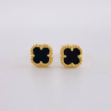 Topos Trébol Ónix 2.05g / in / 7.3mm Oro Amarillo 18K