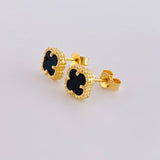 Topos Trébol Ónix 2.05g / in / 7.3mm Oro Amarillo 18K