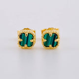Topos Trébol Malaquita 1.2g / in / 5.05mm Oro Amarillo 18K