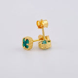 Topos Trébol Malaquita 1.2g / in / 5.05mm Oro Amarillo 18K
