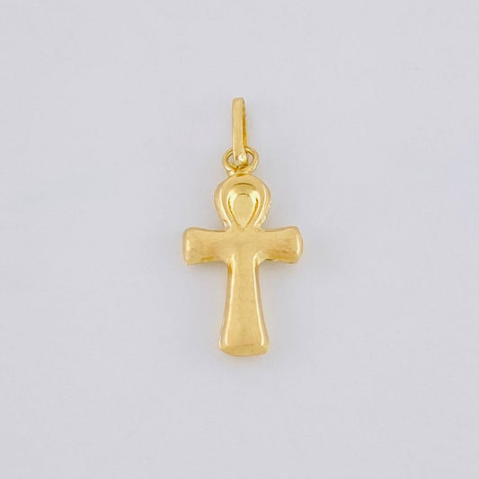 Dije Cruz Lisa Egipcia 0.35g / 3/4 in Oro Amarillo 18K