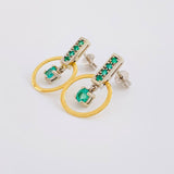 Stud Earrings Pendant In Hoop 3.75gr / 2.2cm / Emeralds 66Pts   18K Yellow Gold ©